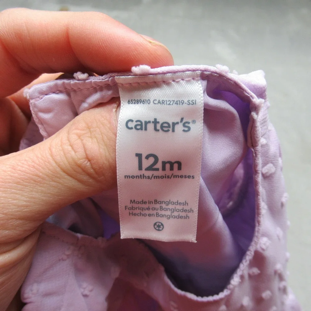 Carters Occasion Dress Baby 12M‎ Pink Swiss Dot Flutter Sleeves Skirt Liner NWT